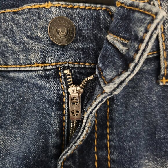 True Religion World Tour Denim Geno Relaxed Slim Blue Jeans - Picture 6 of 10